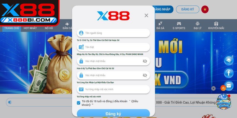 Các bước thực hiện đăng ký tại X88 đơn giản nhất cho anh em