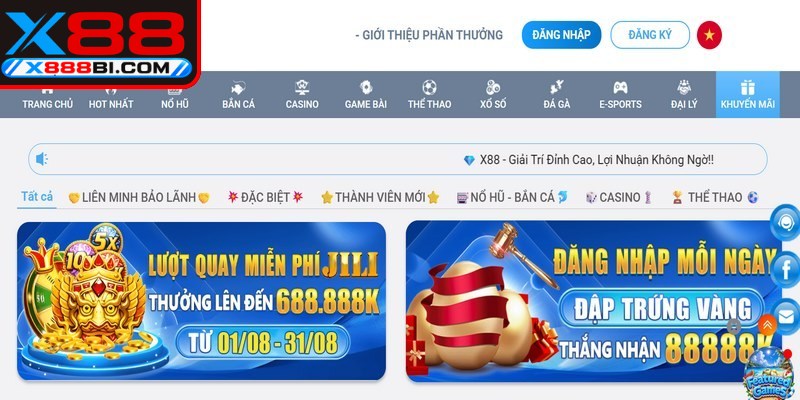 Chương trình khuyến mãi nạp tiền hấp dẫn dành cho người mới tại X88