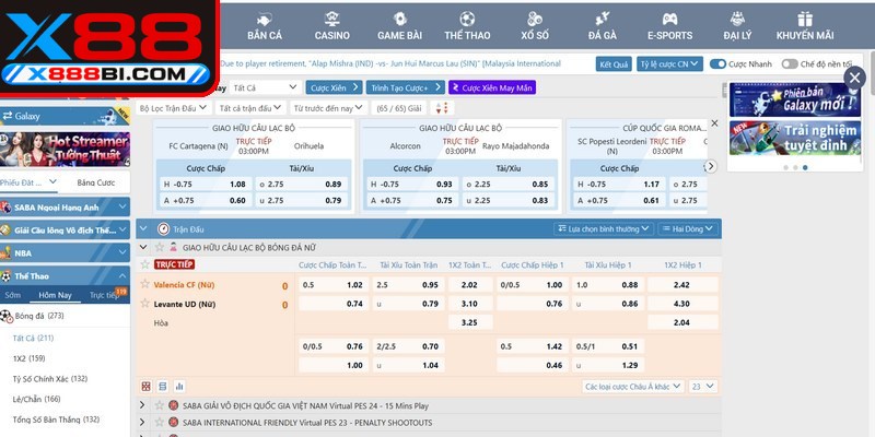 Các bộ môn cá cược tại X88 phổ biến thu hút hàng triệu hội viên